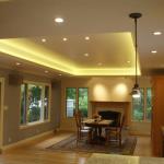 Family room remodel in Moraga, CA. Notice the elegant LED cove lighting.