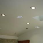 Halo four inch LED recessed can lights - nickel finish.