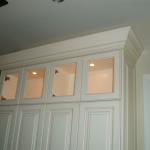 Mini recessed lights in an upper cabinet